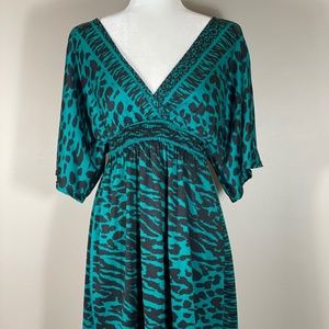 Peacock Green Animal Print Mini Dress